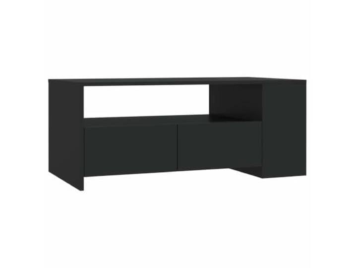 GHVBNMF Couchtisch Schwarz 102x55x42 cm Holzwerkstoff Wohnzimmertisch Strukturierter Wohnzimmertisch mit Fächern und Schubladen für Ordnung sowie pflegeleichter Oberfläche.