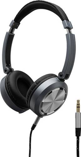 Monacor MD-460 Over Ear Kopfhörer kabelgebunden Schwarz, Silber Schwenkbare Ohrmuscheln, Faltbar