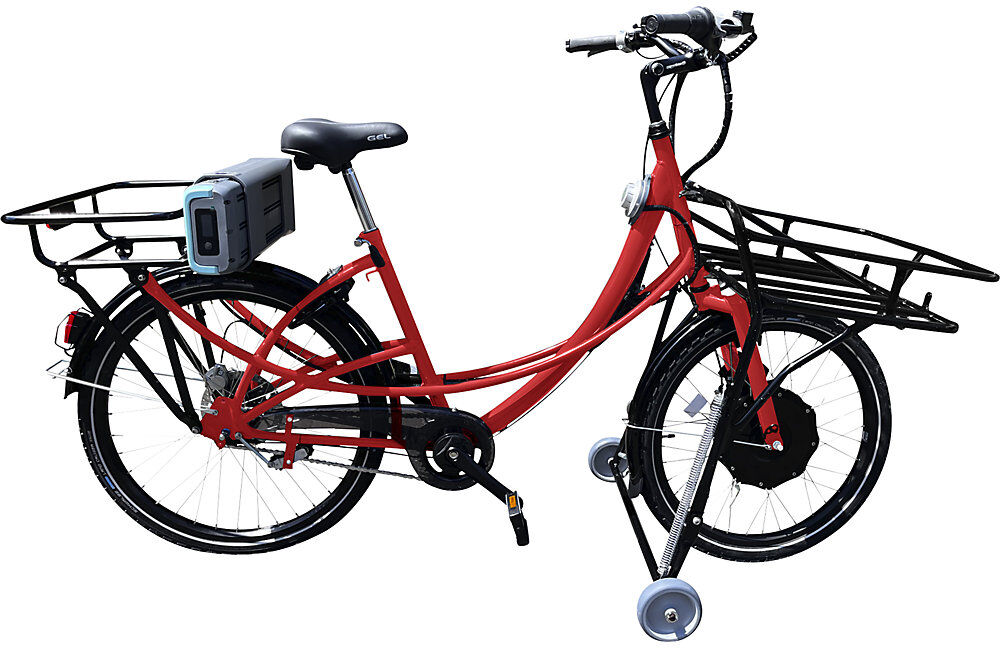 kaiserkraft Transportfahrrad E01, mit Scheibenbremsen vorne und hinten, rot, 7-Gang-Schaltung