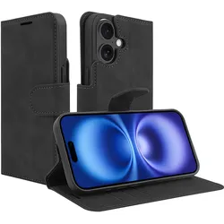 Cazy Premium-Geldbörsen-Etui, Magnetisches Geldbörsen-Etui, Kartenfächer, Ständer (Apple iPhone 16), Smartphone Hülle, Schwarz