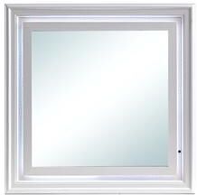 Passion Furniture Verona 38 in. W x 38 in. H Square Wood Frame Pearl White Dresser MIrror