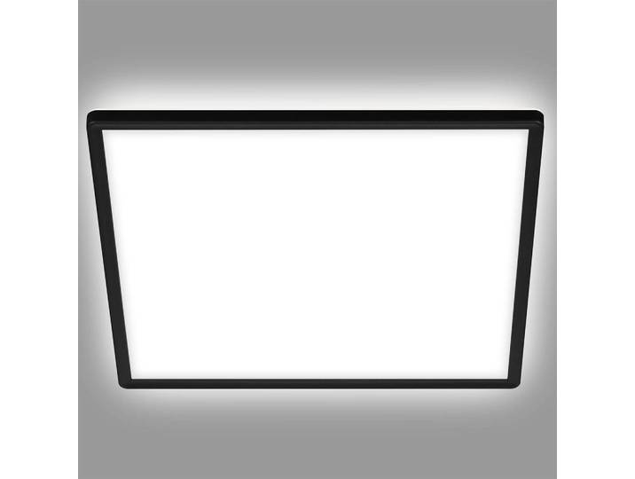 BRILONER SLIM Plafonnier LED ultraplat 42x42cm carré 22W 3000lm 4000K lumière blanc neutre rétroéclairage Noir lampe plafond salon bureau cuisine couloir