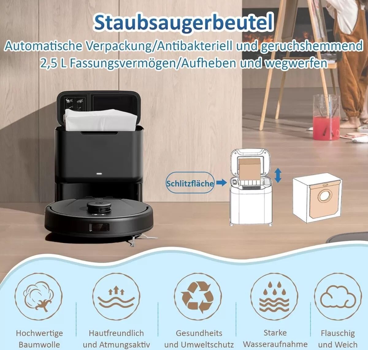 INF 5er-Pack Ersatz-Staubbeutel kompatibel mit Eufy L50 SES/L60 SES Roboterstaubsaugern, 2,5L Kapazität