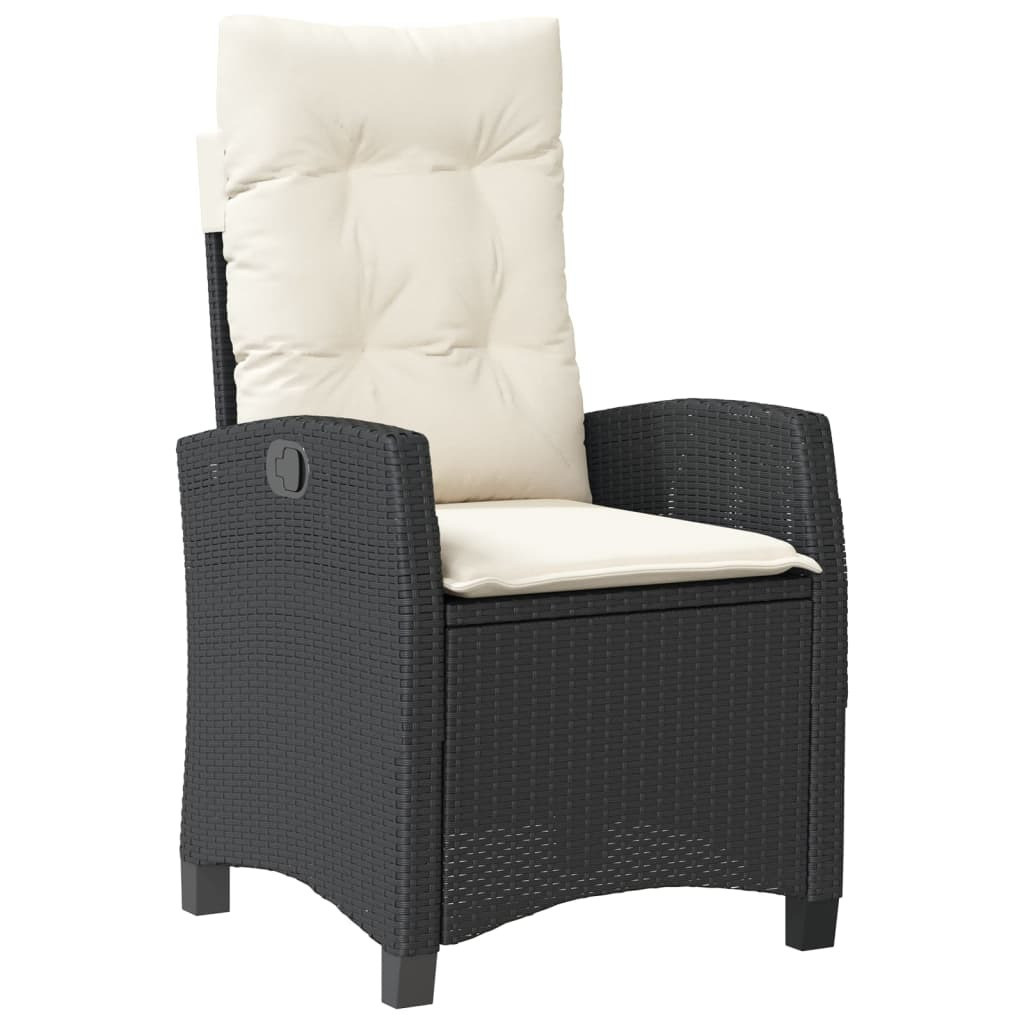 DKD HOME DECOR Verstelbare Tuinstoel met Kussen, Zwart, Polyrotan