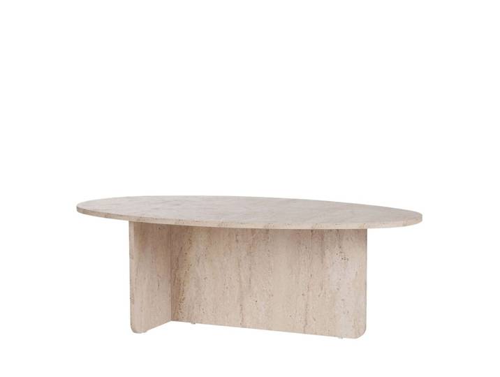 Table basse organique effet travertin 120x65cm - beige