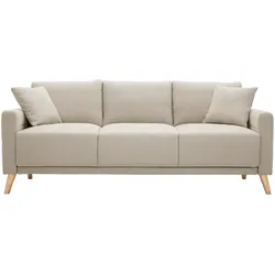 Sofa aus beigem Stoff und hellem Holz 3-Sitzer MUNIK