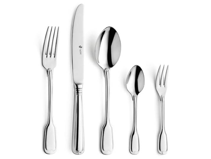 Paul Wirths Besteck-Set 60-tlg. für 12 Personen, Augsburger Faden Hochwertiger 18/10 Edelstahl, hochglanzpoliert, rostfrei, spülmaschinenfest und praktisch mit Besteckkasten