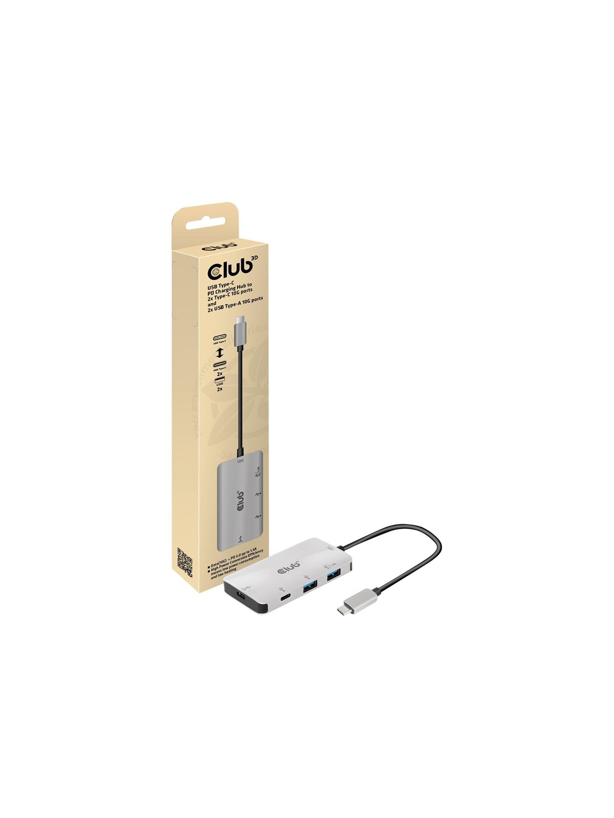 Club 3D CSV-1543 - hub - 4 ports USB-Hubs - 4 - silber