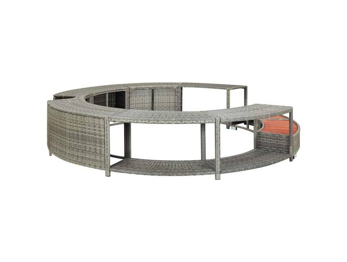vidaXL Whirlpool-Umrandung Grau Poly Rattan, Kunststoff, Rund, 283x55x283 cm, Freizeit & Co, Pools & Wasserspaß, Poolzubehör