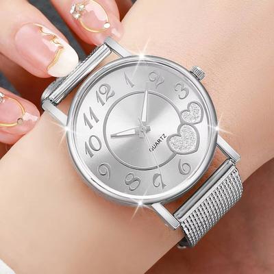 Friendly Fresh Finds Fashion Heart Dial Womens Quartz Wristwatch Elegant Plastic Strap Watch For Casual Style silver
