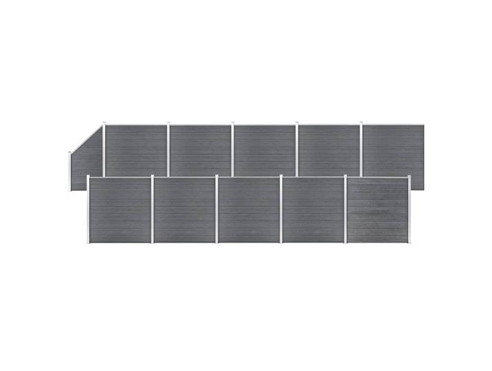 vidaXL WPC Zaun-Set 10 Quadrate + 1 Schräge 1830x186 cm Grau