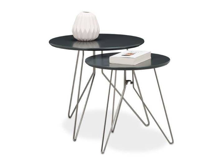 Relaxdays Beistelltisch 2er Set 3 Metallbeine