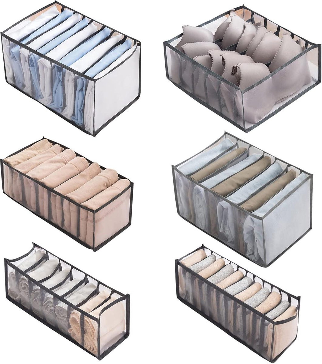 Set van 6 opvouwbare kledingorganizers voor in de kledingkast en lades