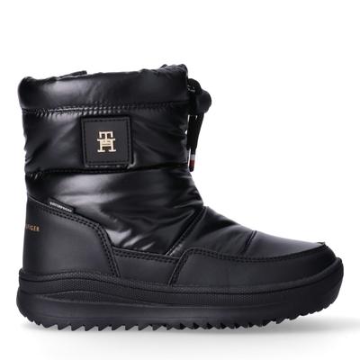 Winterboots TOMMY HILFIGER, Mädchen, Gr. 31, wärmend, schwarz, Lederimitat, Textil, Basic, Schuhe Winterboots, Moonboots, Snowboots mit praktischem Schnellverschluss