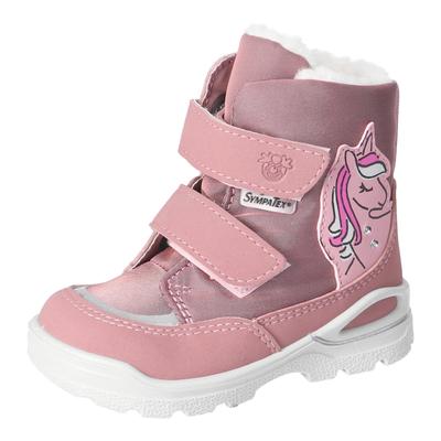 Winterboots PEPINO BY RICOSTA "ANKI, WMS: mittel, BLINKSCHUH", Mädchen, Gr. 23, rosa, Lederimitat, Textil, Schuhe Winterboots, Snowboots, Einhorn-Motiv, Blinkfunktion, Größenschablone zum Download