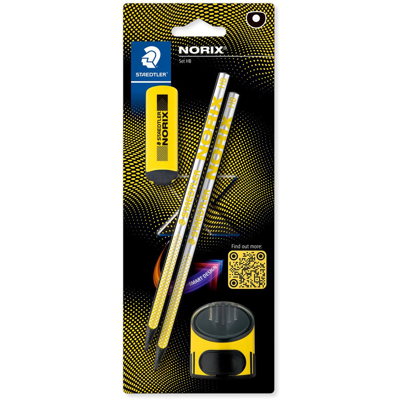 STAEDTLER Norix Bleistifte HB silber,gelb mit Radierer, 1 Set