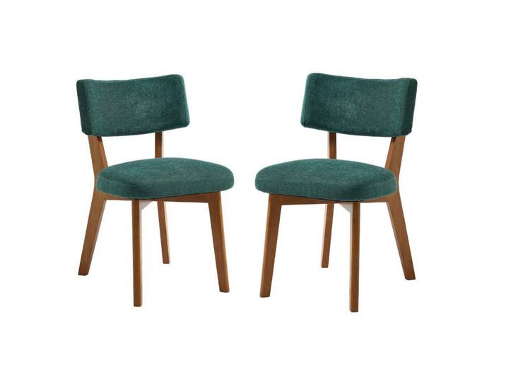 Lvhom Stühle 2er-Set Esszimmerstuhl,Massivholz,Leinenstoff,Grün, 47x77x54.5 cm, Esszimmer, Stühle