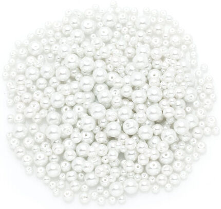 Glaswachsperlen, weiß, 4–8 mm Ø, 100 g