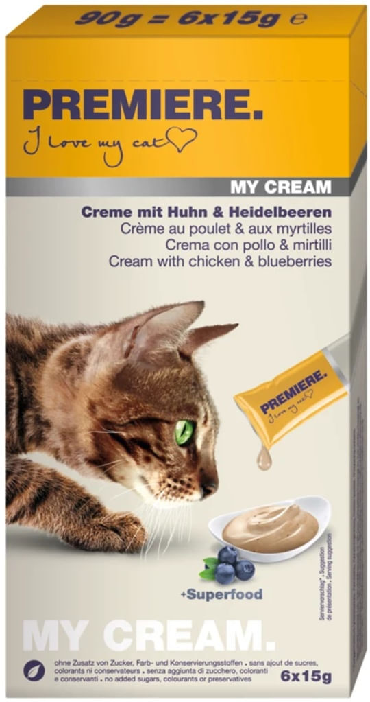 Premiere Snack Cat My Cream 6x15G POLLO E MIRTILLI