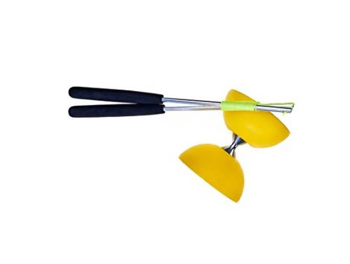 Eureka 515706 Acrobat 105 rubberen diabolo met aluminium handstickers, geel