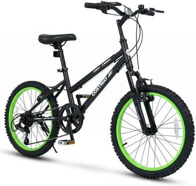 Costway 20 Inch Kids Mountain Bike with Adjustable Seat-Black