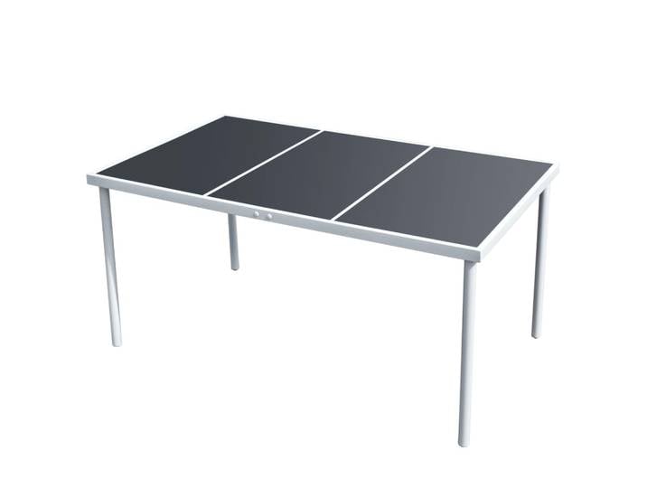 Table de jardin 150x90x74 cm en acier noir, moderne, imperméable, pour jardin, terrasse, cour, loisirs (table uniquement)