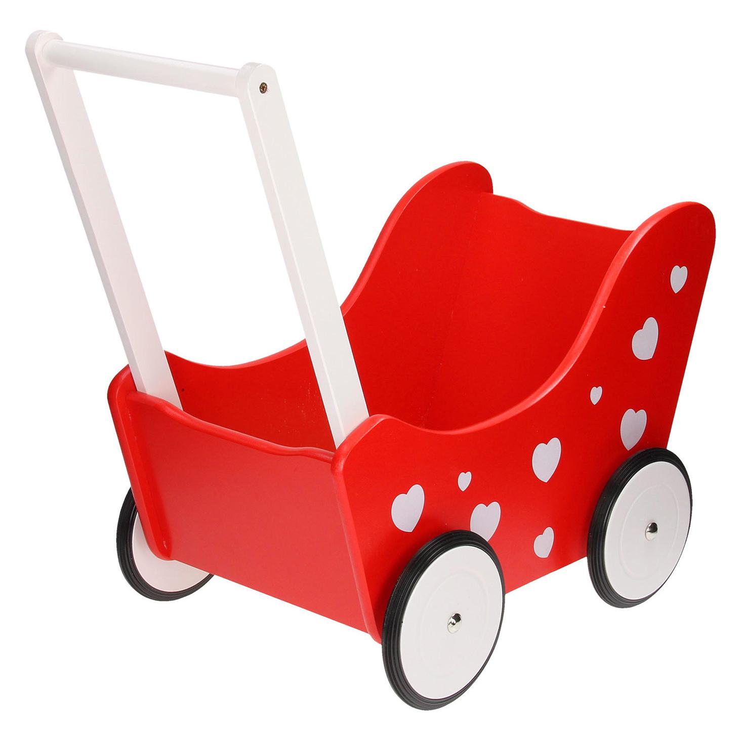 Playwood Puppen Wagen rot mit Herzen (B07G58J8PH)