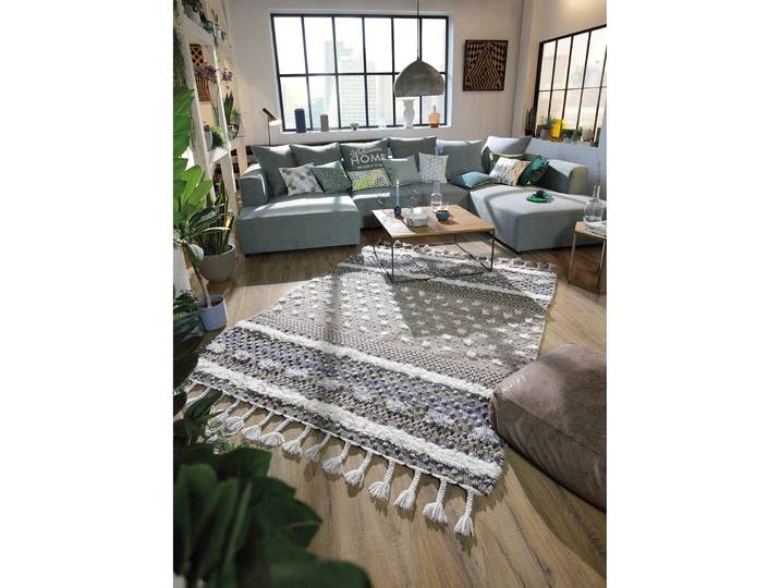 Tapis Vintage Funky Nate Gris 160 x 230cm Laine/Coton