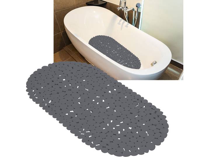 Badewannenmatte, elegante Steinoptik, anthrazit, 36 x 69 cm
