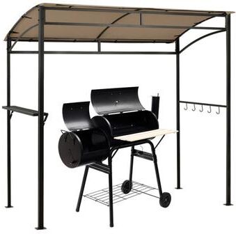 Costway 7 x 4.5 Feet Grill Gazebo Outdoor Patio Garden BBQ Canopy Shelter-Brown