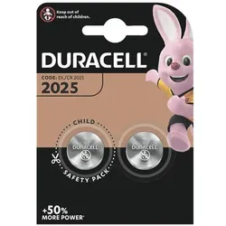 Duracell 2er-Pack Knopfzellen CR2025, 0.25 cm