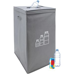 Spetebo Pfandflaschen-Sammelbehälter 115 Liter, mit Einwurfloch und Deckel, grau