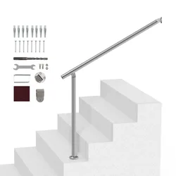 VEVOR Handläufe für Außentreppen, 100 cm Terrassengeländer-Set zur Wand- und Bodenmontage, Geländer für Außentreppen mit Installationsset, Handläufe für Senioren, Verandageländer und Terrassengeländer-Set, Silber