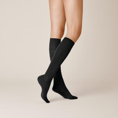 Kniestrümpfe KUNERT "SOFT WOOL COTTON", Damen, Gr. 35-38, schwarz, Obermaterial: 70% Schurwolle, 20% Baumwolle, 8% Polyamid, 2% Elasthan, Socken Kniestrümpfe, Weiche Kniestrümpfe aus Merino- und Baumwolle