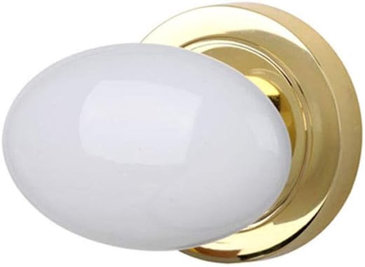 Keramische Deurknoppen Wit Goud - Eiervormige Kastgrepen voor Meubels - 56 x 65 mm
