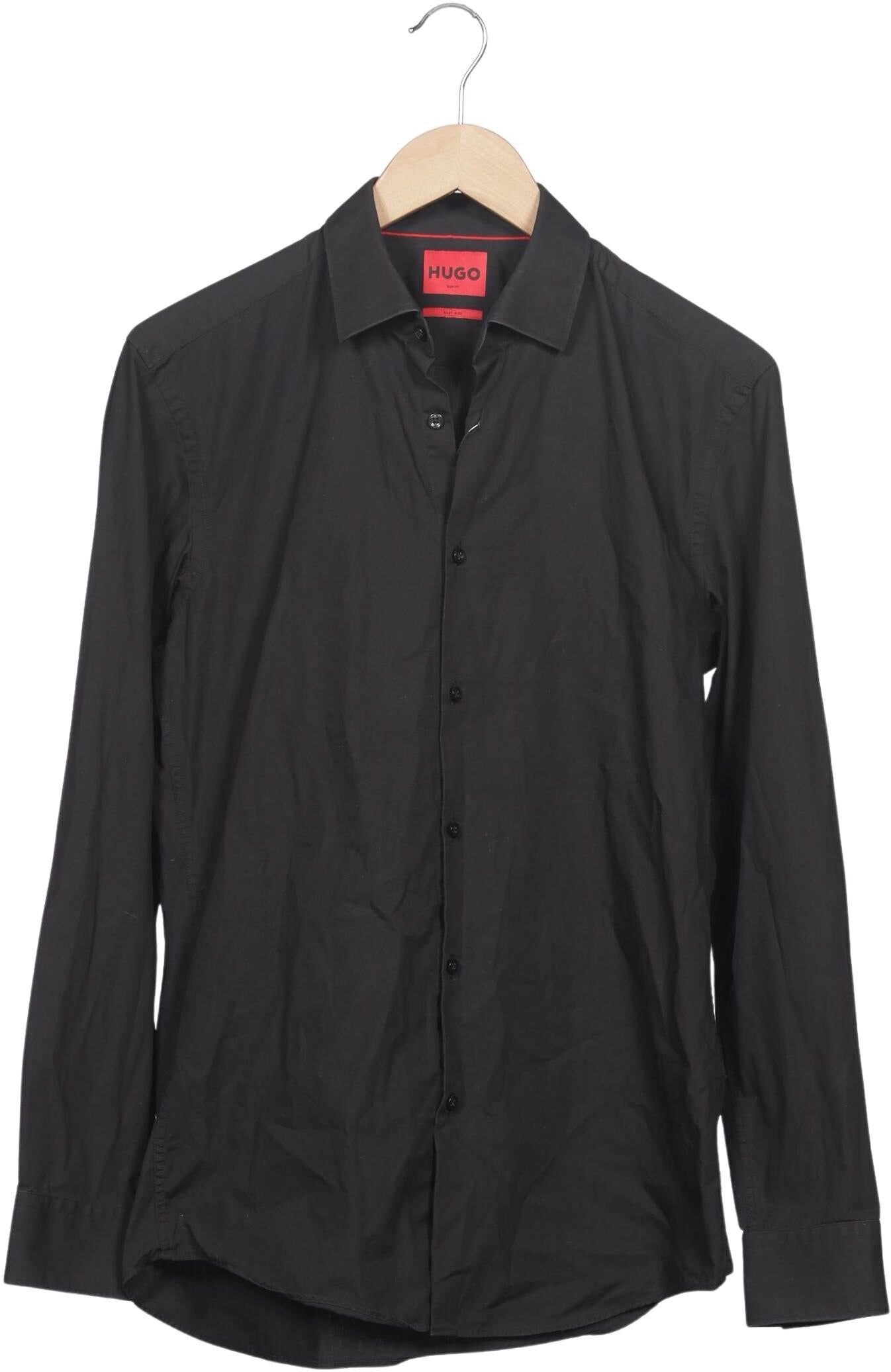 Hugo by Hugo Boss Herren Hemd, Schwarz, Gr. 40, Baumwolle - Second Hand