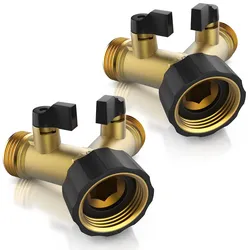 Brandson 2x Wasserventil 2 Wege – Y-Verteiler für 3/4 Zoll Wasserhahn Splitter