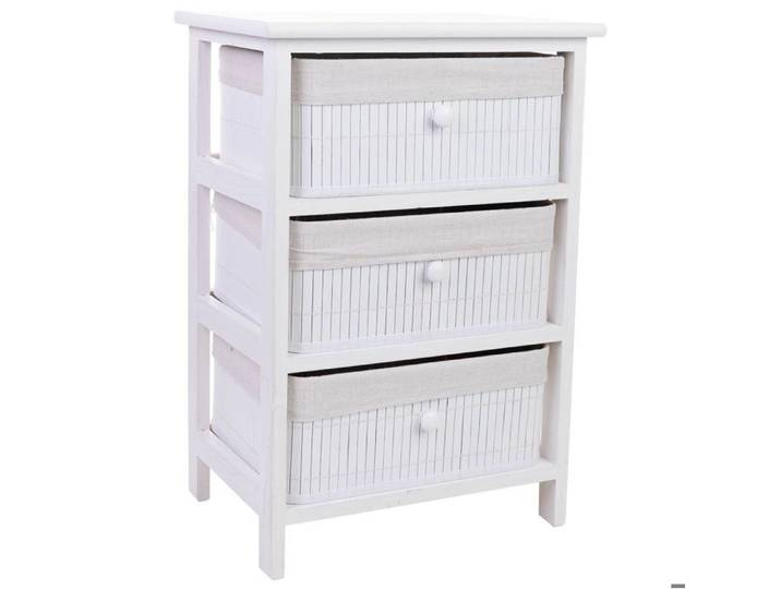 Chiffonnier bois blanc 3 tiroirs bambou 40x29x58 cm