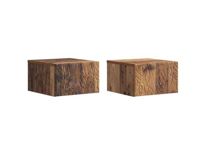 Fisinber Wandmontierter Nachttisch 2er Set Altholz-Optik 49x34,5x20 cm Platzsparende Hängekonsolen fürs Schlafzimmer mit Schublade aus Holzwerkstoff bieten eleganten Stauraum ohne Bodenkontakt.