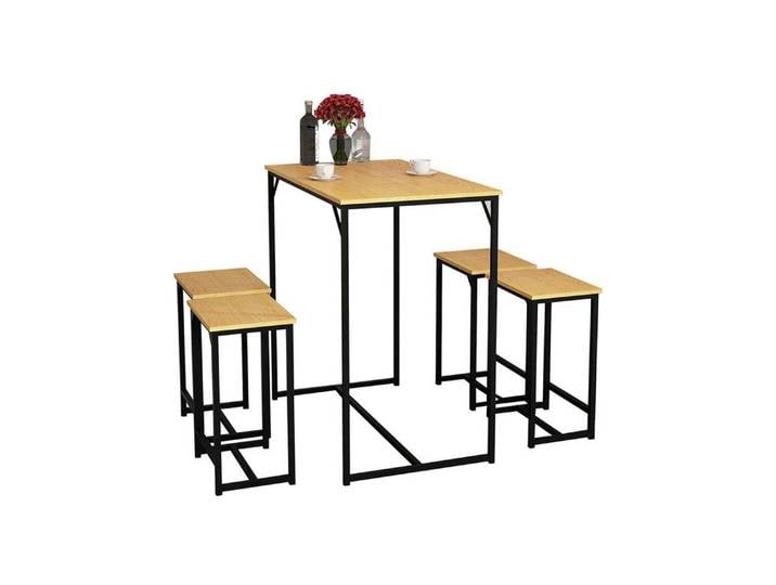 WAOHO Essgruppe Esstisch mit 4 stühlen, Stahlgestell, Essgruppe, Esszimmer-Set