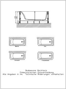 Hoesch Spezial-Untergestell für Rechteckbadewanne 1800 x 900 mm - 120919