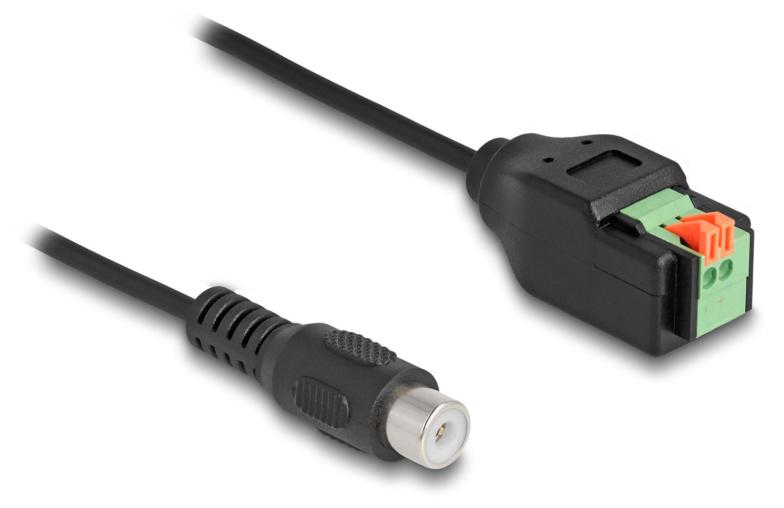 Delock Audio-adapter 2-polige schroefklemmenblok naar RCA-vrouwelijk, 15 cm, Zwart