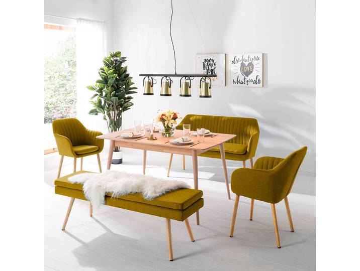 Küchensofa 130 x 85 x 62cm Gelb/Currygelb Webstoff Cors: Currygelb