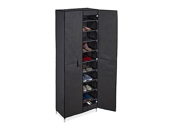 Relaxdays Schuhschrank, 30 Paar Schuhe, magnetische Türen, anthrazit
