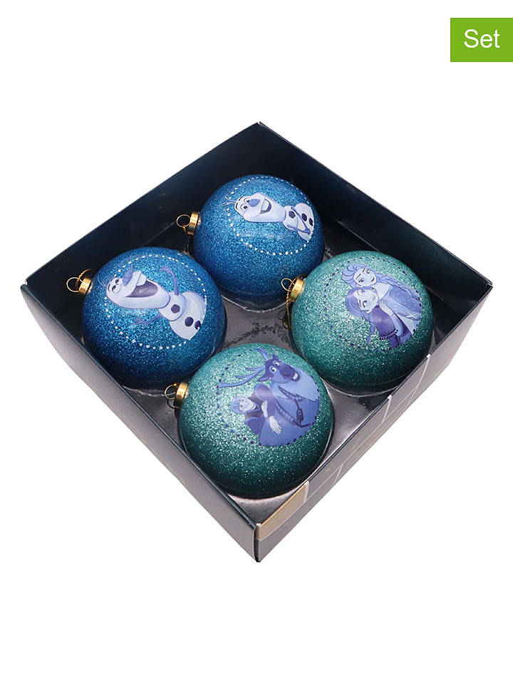 Christmas Inspirations 4er-Set: Christbaumkugeln "Frozen" in Blau - Ø 7,5 cm - onesize
