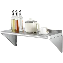 VEVOR 12" x 36" Edelstahlregal, wandmontiertes schwebendes Regal mit Halterungen, 250 lbs Tragkraft, gewerbliche Regale, robustes Lagerregal für Restaurant, Küche, Bar, Zuhause und Hotel