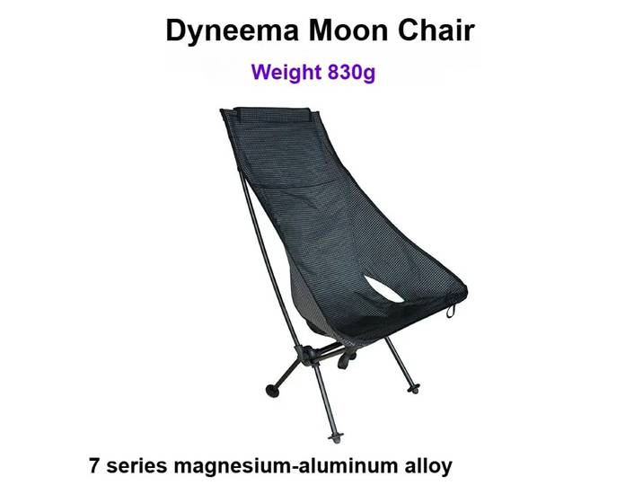 830g zéro dossier haut Dyneema lune chaise Camping XGrip Plaid tissu 7 série haut magnésium alliage d'aluminium ultraléger chaise pliante