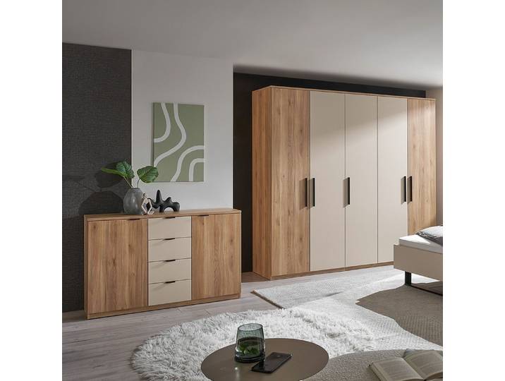 Lomadox Schlafzimmer-Set DAUSA-77, (Spar-Set, 2-tlg., Kommode Kleiderschrank), Eiche mit kaschmir, Softclose-Funktion, flexible Einteilung