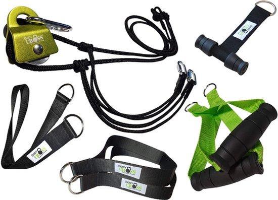 Suspension Trainer Set Schwarz - 2 Slingtrainer mit Rolle - Polyester, Neopren - Für den Einsatz zu Hause und im Freien - Krafttraining