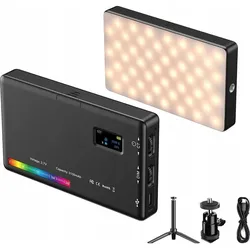 Apexel LED 140 Rgb / 3100 Mah 1/4"" Iso + Statyw + Głowica 3D (APL-FL07) (Ringlicht, Videoleuchte), Dauerlicht, Schwarz